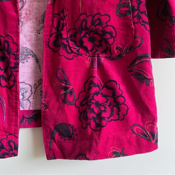 Home Sewn Fuchsia Floral Corduroy Open Front Jacket - Picture 6 of 12